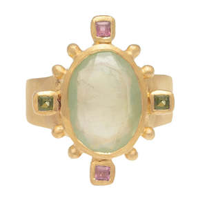 Rubyteva Rambagh Ring With Prehnite & Tourmaline