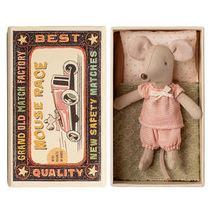 Maileg Matchbox Mouse | Little Sister Check PJ's