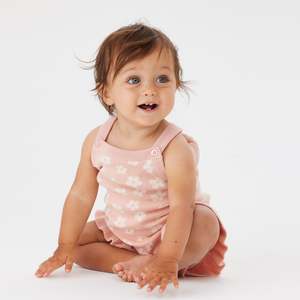 Kynd Baby: KYND Jacquard Knit Frill Romper | Pearl