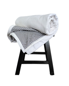 Products: SOLD Cotton Blanket - White with Black Stripe