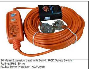 No Longer Available: 20 Metre Extension Lead W/ Built-In Rcd Safety Switch (10 Amp) - (Nla)
