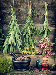 Products: Herbal medicine, retro stylized photo Smart Art Design