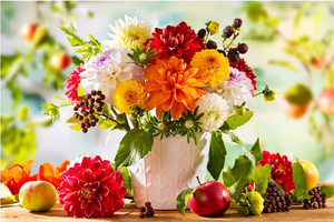 Products: Autumn still life with garden flowers Smart Art Design