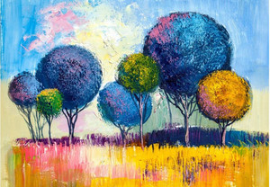 Oil painting landscape, colorful trees Smart Art Design