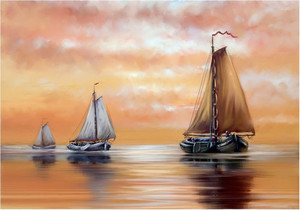 Products: Oil paintings sea landscape, sailboat at sunset Smart Art Design