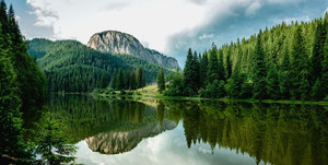 Products: Summer scenery of mountain lake Lacul Rosu Smart Art Design