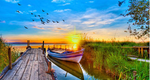 Products: Sunset of colours at the Lake Smart Art Design