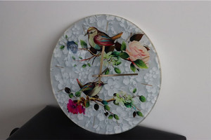 Products: Glass Clock 2 Birds 360mm Smart Art Design