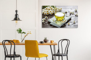 Products: Glass Art Chamomile herbal tea with flower Smart Art Design