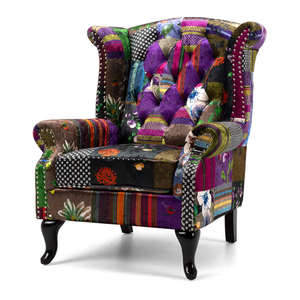 Living Room: Patchwork Wingback Chair