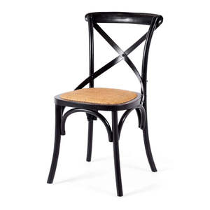 Dining Room: Villa X Back Aged Black Rattan Seat Chair