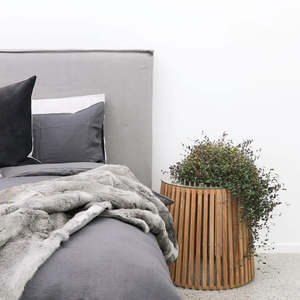 Coffee Tables: Crusoe Slatted Natural Coffee Table 500mm Dia