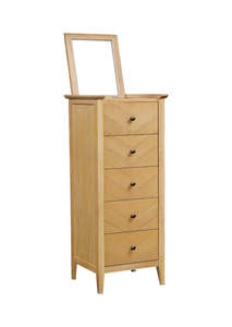 Hemsly 5 Drawer Tall Chest (Slimboy) With Mirror