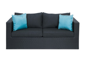 Mode 2 Seater Mocha Wicker/Black Cushions