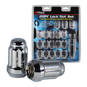 Wheels: Lock Nut Set Thin Shaft Pack 20 Chrome - 1.25 (Wildcat)