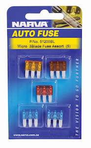 Fuses: MICRO 3 BLADE FUSE ASSORTMENT (Blister Pack Of 5)