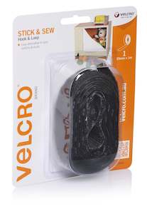 Tapes Adhesives: VELCRO® Stick'n'sew - Hook & Loop 25mm X 1m Black