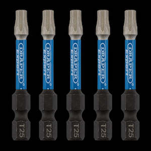DRAPER TX-STAR® Impact Screwdriver Bits (T25 x 50mm) - 5 Pack