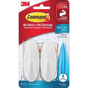 Tapes Adhesives: 3m Command Adhesive Towel Hooks Wet & Dry Medium - 2pack