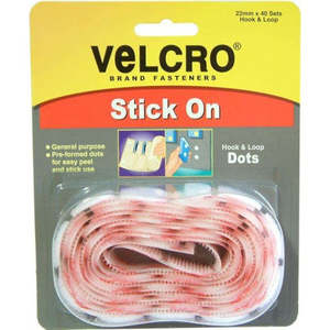 Tapes Adhesives: VELCRO® Handy Dots-Hook&Loop White 22mmx40pce25569
