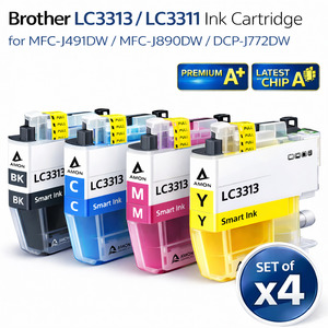 Brother: LC3313 / LC3311 Ink Set – Premium A+ – Latest Chip – For Brother MFC-J491DW / J890DW / DCP-J772DW