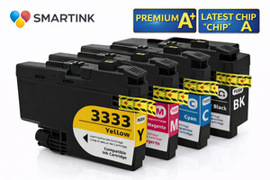 Brother Ink Cartridges: Brother LC3333 ink cartridge for MFCJ1300DW, DCPJ1100DW (BK+Y+C+M) Premium A+ X4