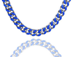 Big Daddy: Big Daddy 9MM Enamel Blue Steel Cuban Chain