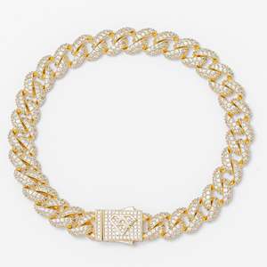 Big Daddy: Big Daddy 9MM Diamond Curb Gold Bracelet