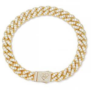 Big Daddy: Big Daddy 10MM Iced Out Cuban Link Gold Bracelet