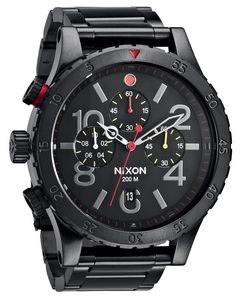 Nixon: Nixon 48-20 Chrono Black Dial Black Ion-plated Men's Watch A486-1320