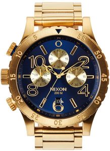 Nixon: Nixon 48-20 Chrono Blue Dial Gold PVD Men's Watch A486-1922