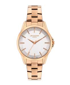 Lee Cooper: Lee Cooper Classic Silver Dial Rose Gold Watch – LC07923.430