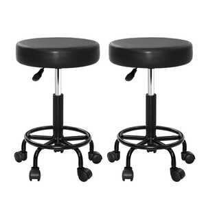 Outdoor Camping: Artiss 2x Salon Stool Round Swivel Chair