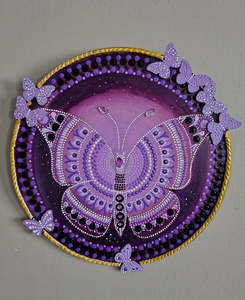 Craft Bucket: Purple Majesty: Butterfly Dreams Hand Painted Dot Mandala Paintings