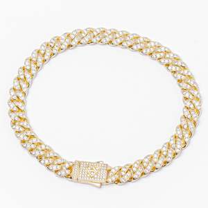 Big Daddy: Big Daddy 8MM Iced Out Gold Cuban Link Bracelet