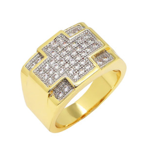 Big Daddy: Big Daddy Iced Out Cross Gold Ring