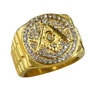 Big Daddy: Big Daddy Iced Out Masonic Gold Ring