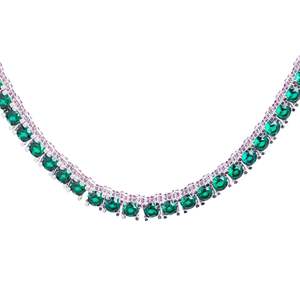 Big Daddy: Big Daddy 4MM Silver Green & Ruby Iced Out Tennis Chain