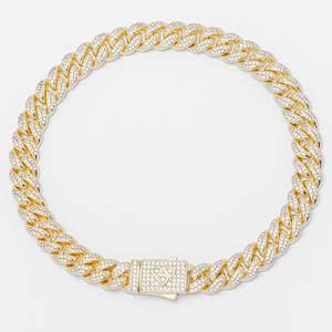 Big Daddy: Big Daddy 8MM Cuban Link Gold Iced Out Bracelet