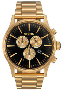 Nixon: Nixon Sentry Chrono All Gold & Black Men's Watch A386-510