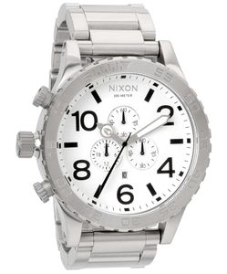 Nixon: Nixon 51-30 Chronograph White Dial Stainless Steel Men's Watch A083-100