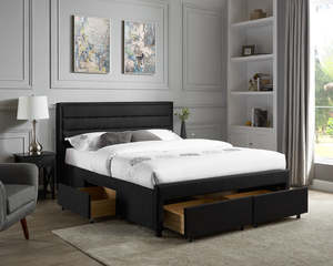 Products: King 4 Drawer Bed Frame  (Black) + Mattress - Combo