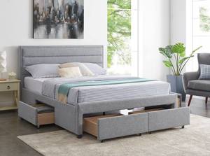 King 4 Drawer Bed Frame - Grey