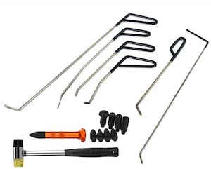 Dent Removal: Paintless Dent Repair Kit 6 Rods + Hammer + Dent Repair Pen with attachments