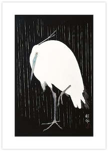Ohara Koson: Egret in the Rain