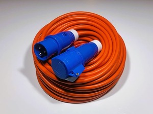 Power Leads: 30 Meter 1.5mm Orange 16A Power Lead IP44 or IP67