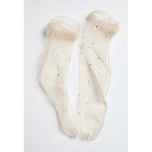 Sparkle Plumetis Superfine Tulle Socks | Tan/Jet