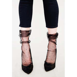 Sparkle Plumetis Superfine Tulle Socks | Black/Jet