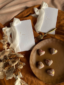 Gold Foiled Vow Book Set - Handmade Paper