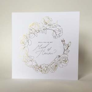 Gold Foiled Proposal Cards: Will You Be My Maid Of Honour Gift Card
